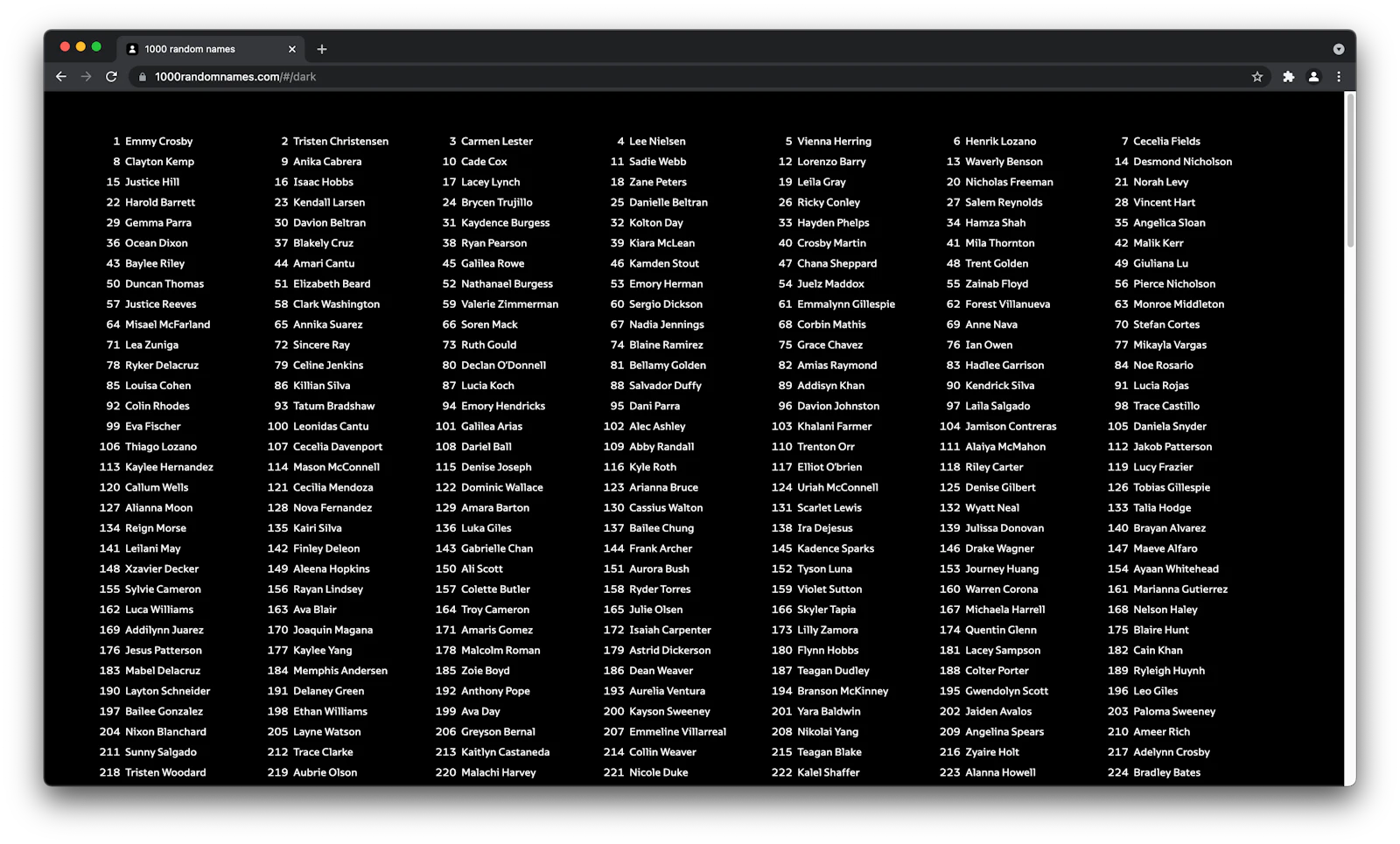 1000 random names 👤👤👤 screenshot — Free random name generator for UX mockups and UI designs 🔀