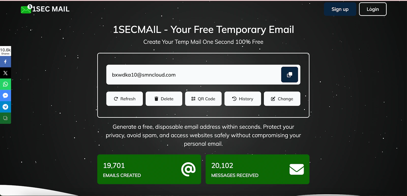 1SecMail preview