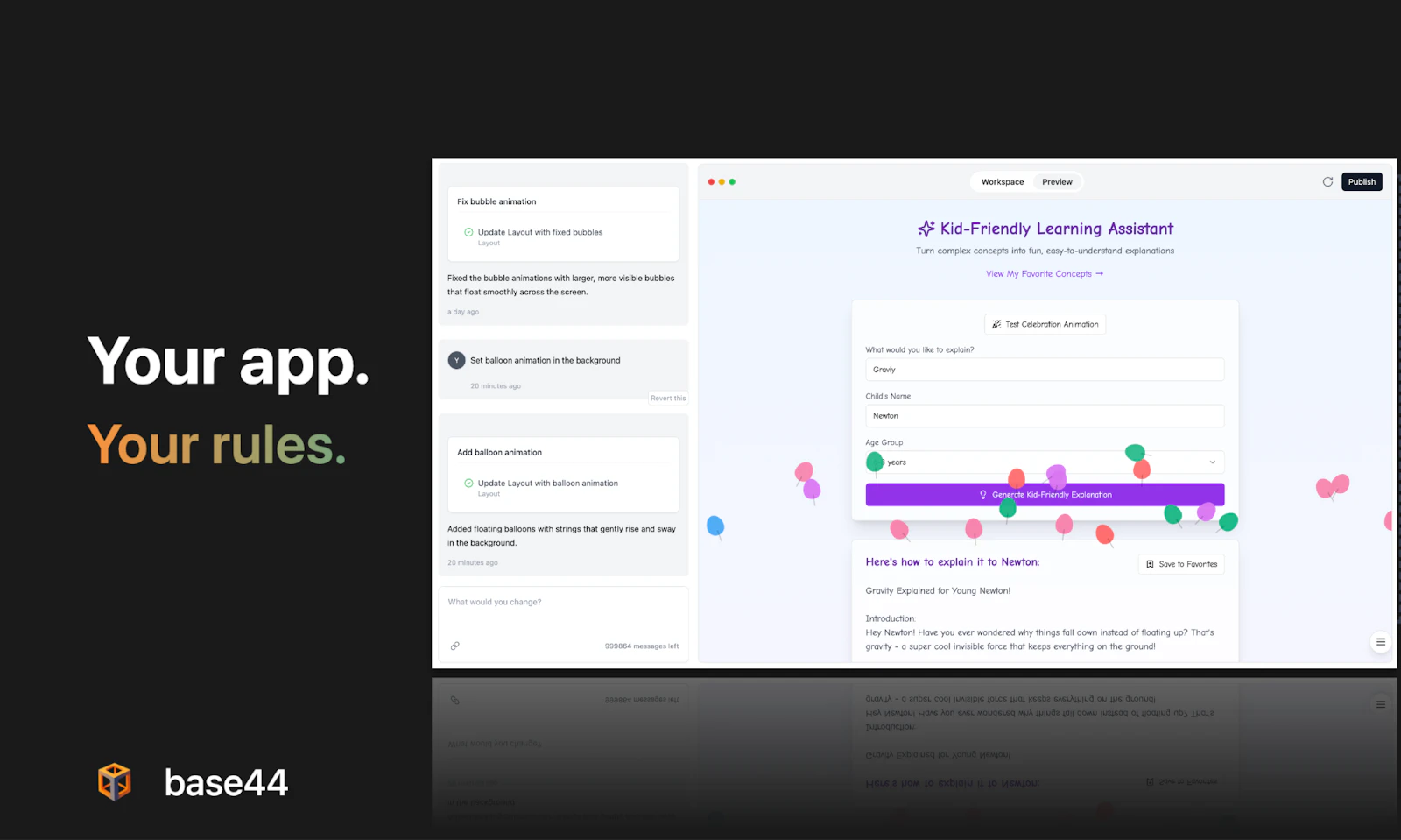 BASE44 screenshot — The platform for people to turn ideas into working products