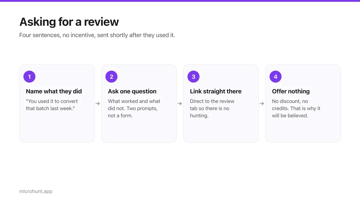 Four-step flow for asking someone for a review
