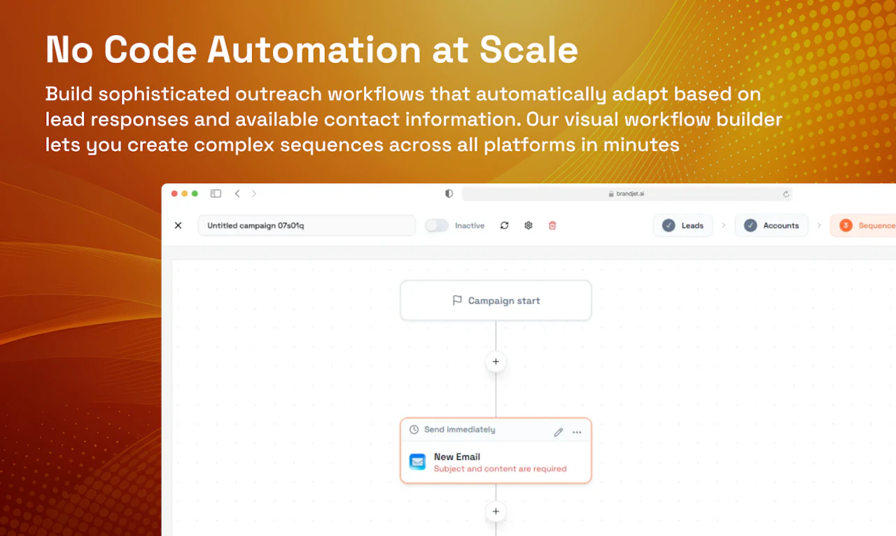 BrandJet AI screenshot — Turn brand insights into outreach that moves fast