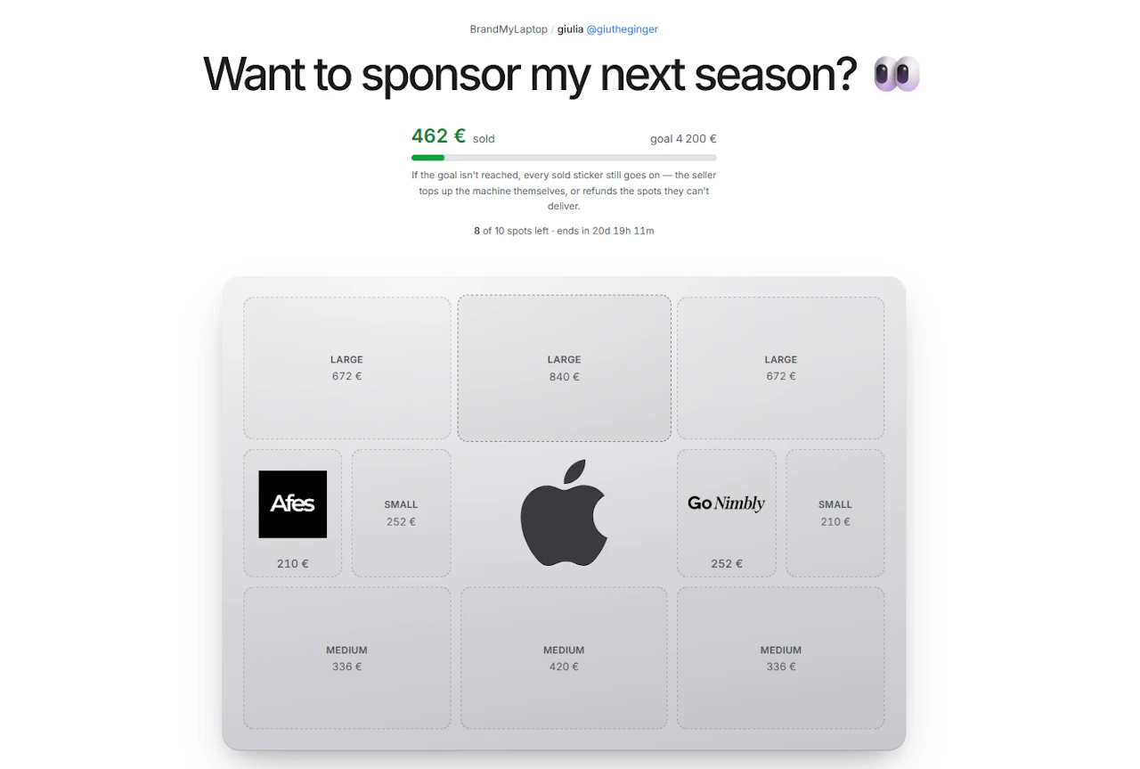 BrandMyLaptop screenshot — Sell ad space on your laptop