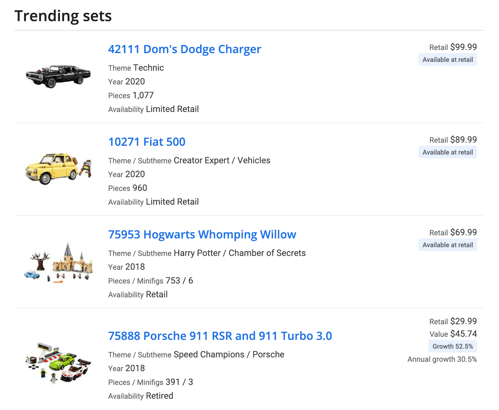 Brick Economy screenshot — Track and manage the value of your lego collection