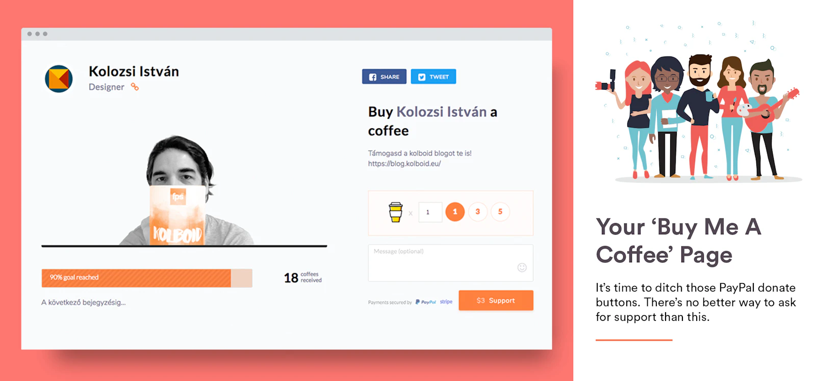 Buy Me a Coffee screenshot — A simple, meaningful way to fund your creativity.