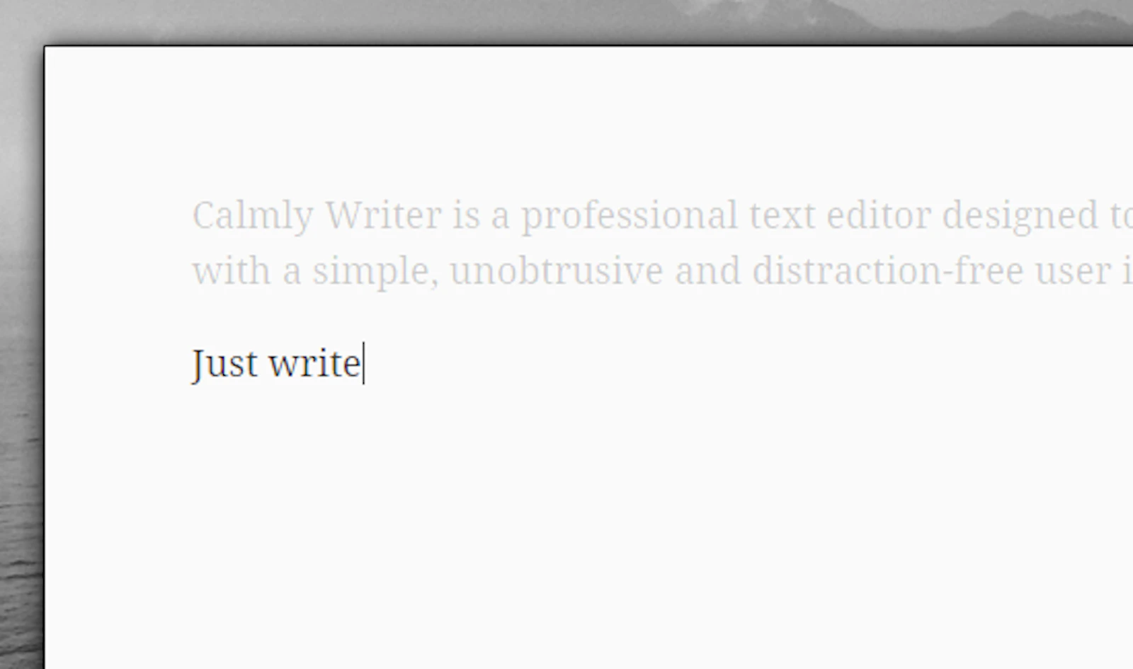 Calmly Writer screenshot — Distraction-free writing