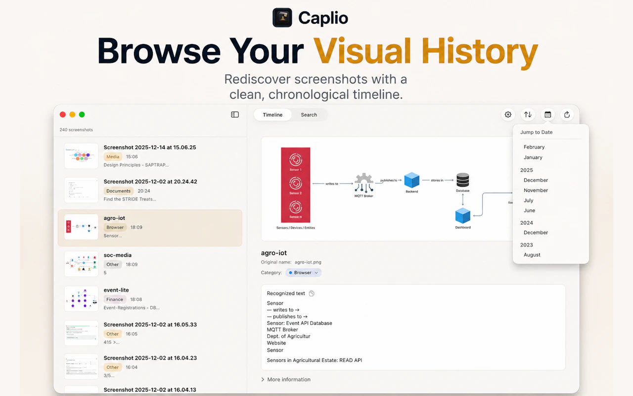Caplio screenshot — Find, organize, and reuse every image on your Mac