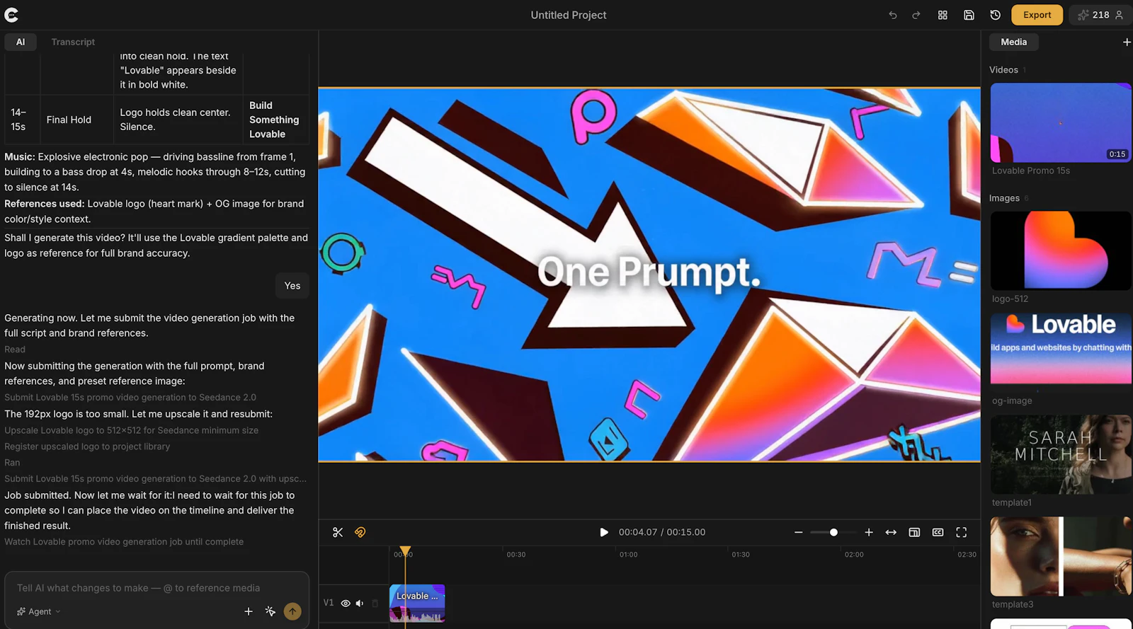 ChatCut, AI Video Editor screenshot — Edit videos by typing what you want, Agentic video editor