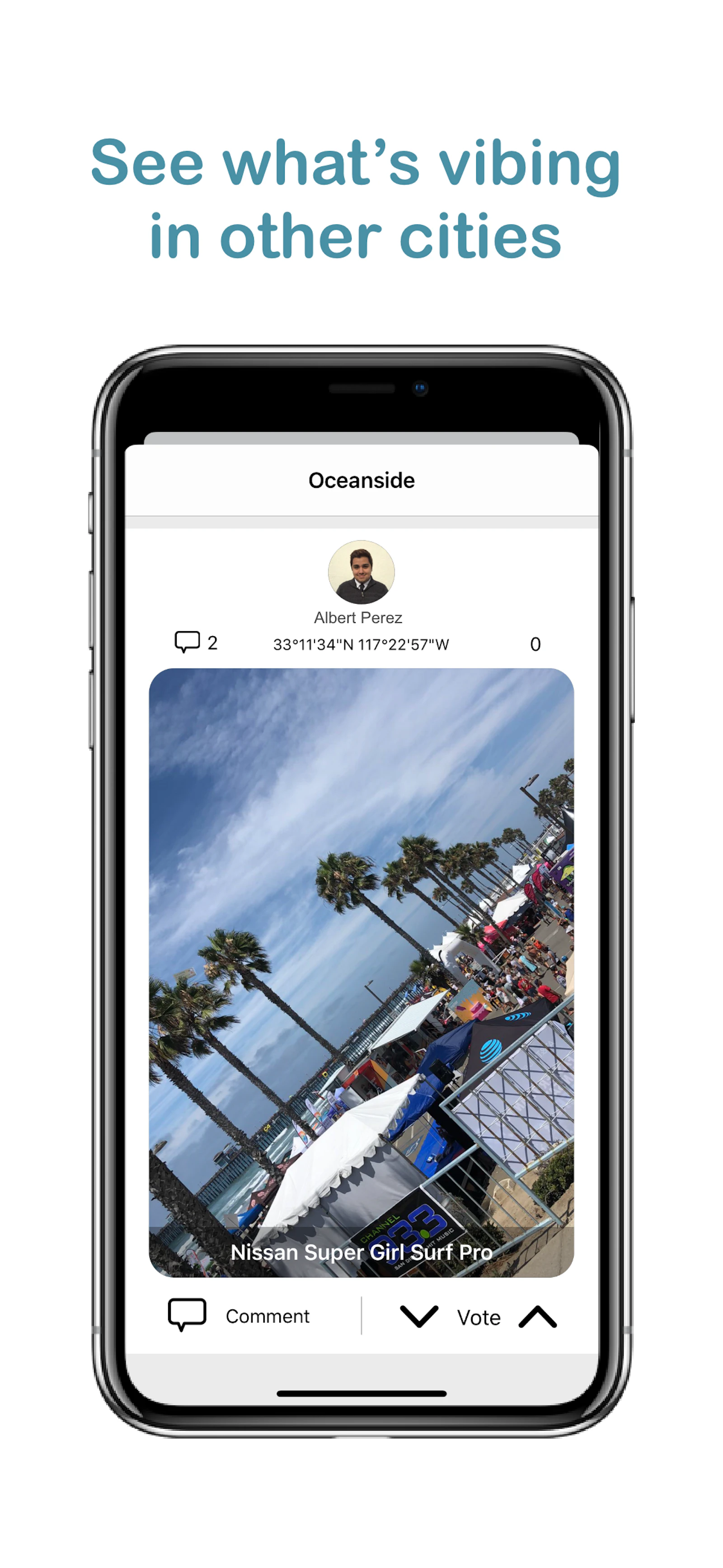 CityVibes screenshot — A social network for your city.