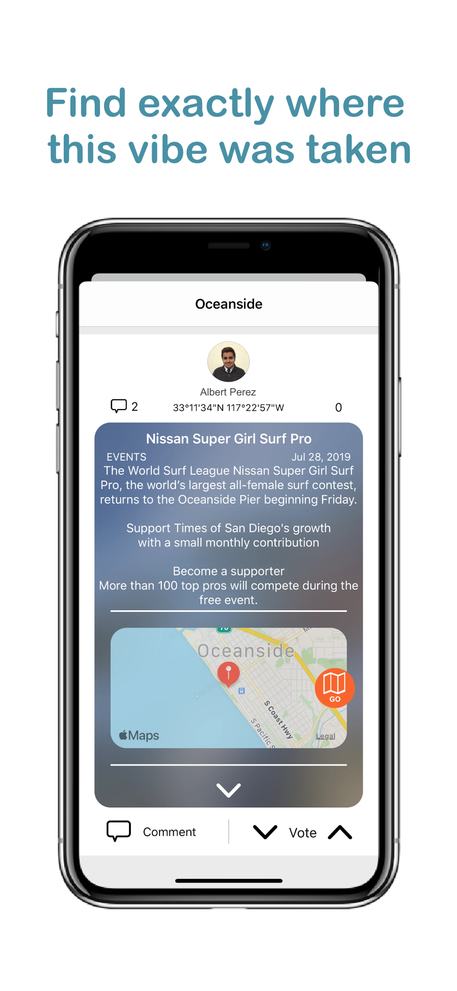 CityVibes screenshot — A social network for your city.