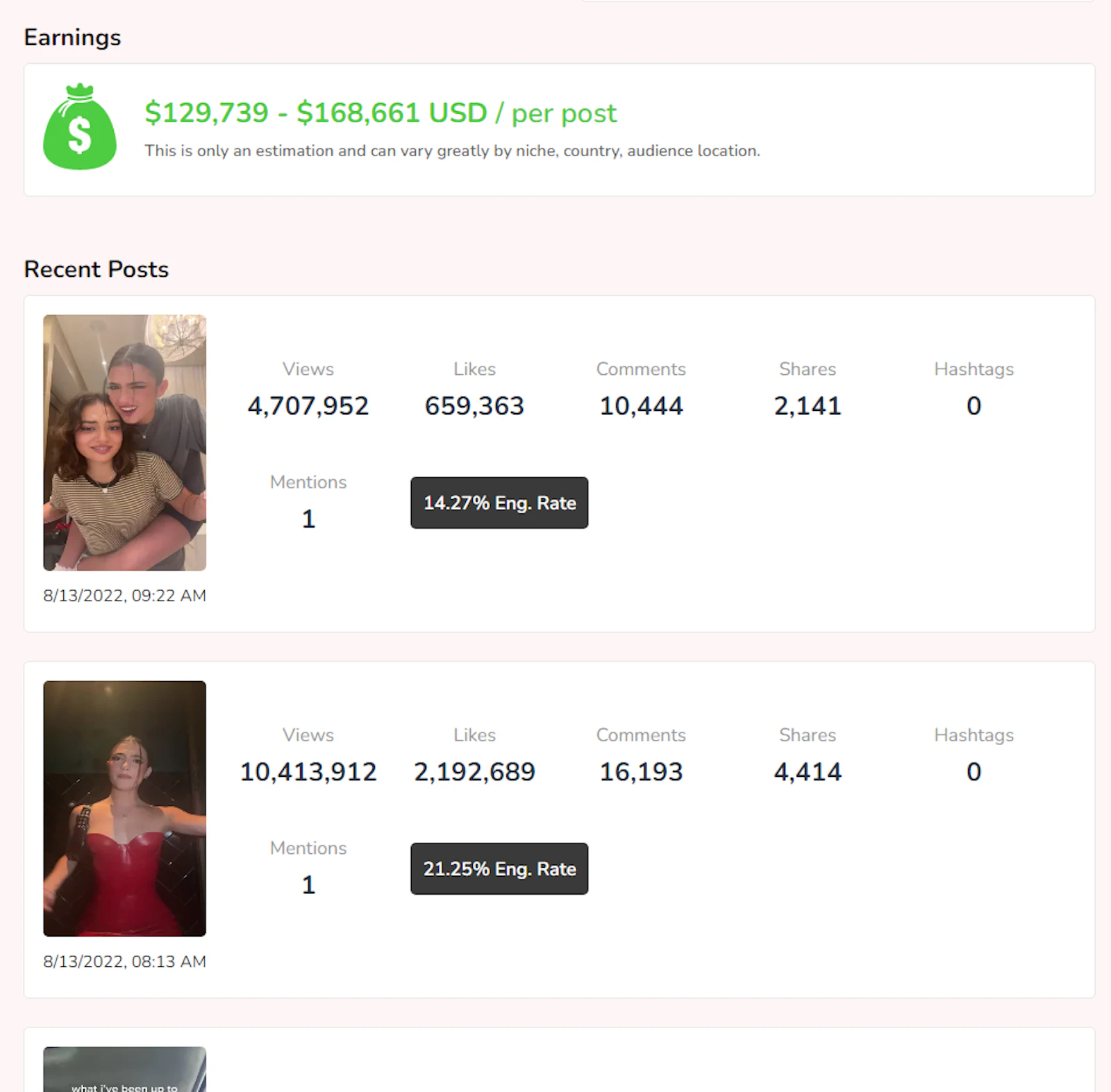 Countik screenshot — Analyze any TikTok account for free using real-time data