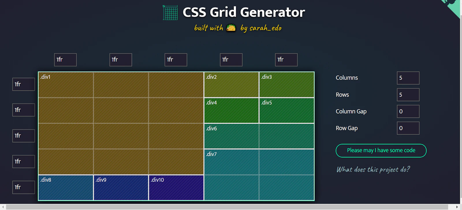 CSS Grid Generator screenshot — Simple tool to generate css grids