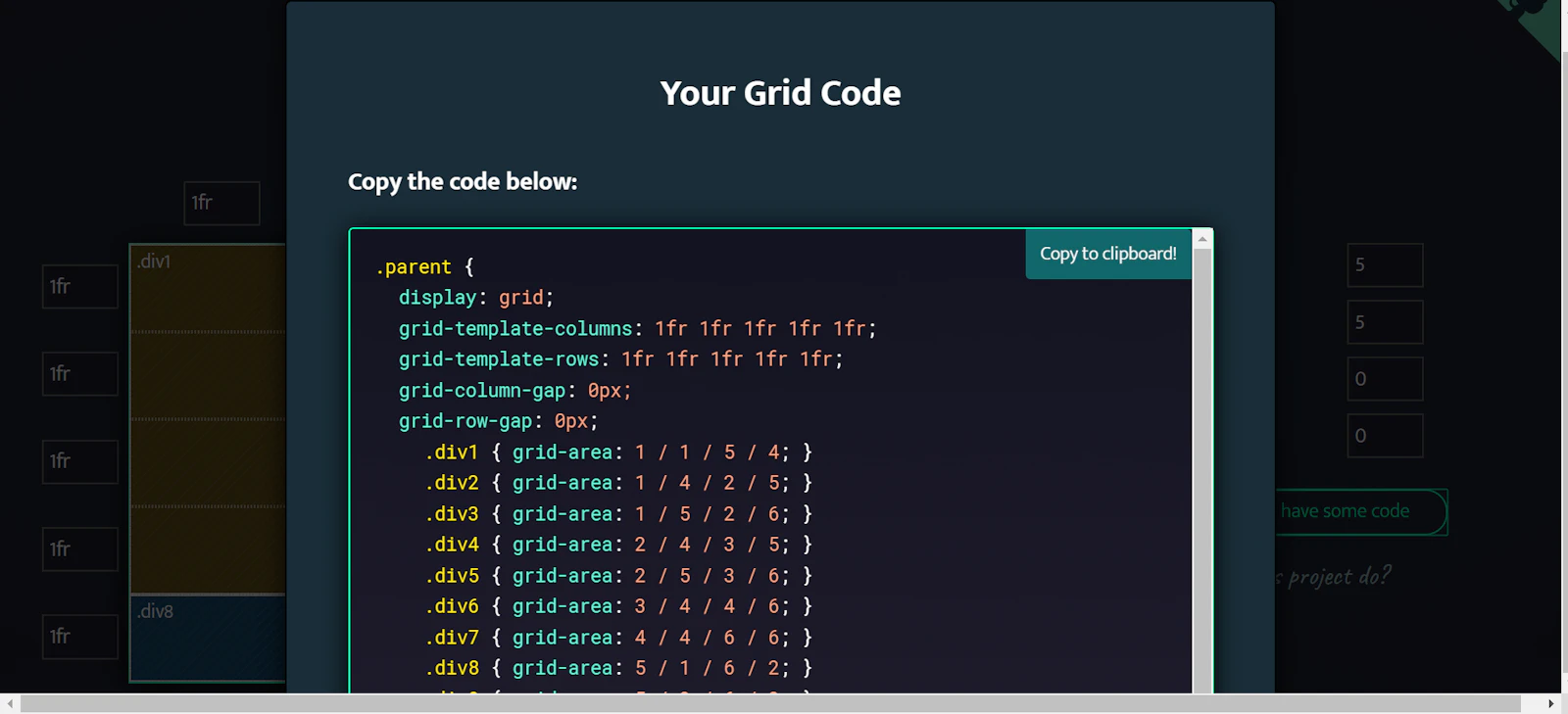 CSS Grid Generator screenshot — Simple tool to generate css grids