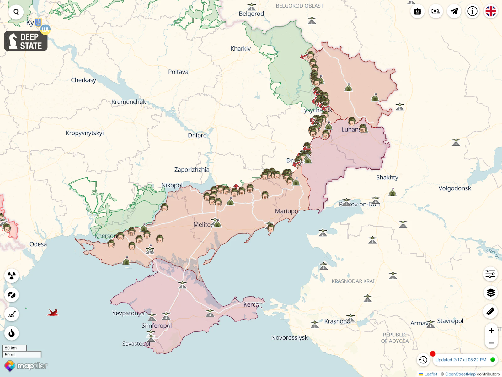 DeepState Map screenshot — Interactive online map of military operations in Ukraine