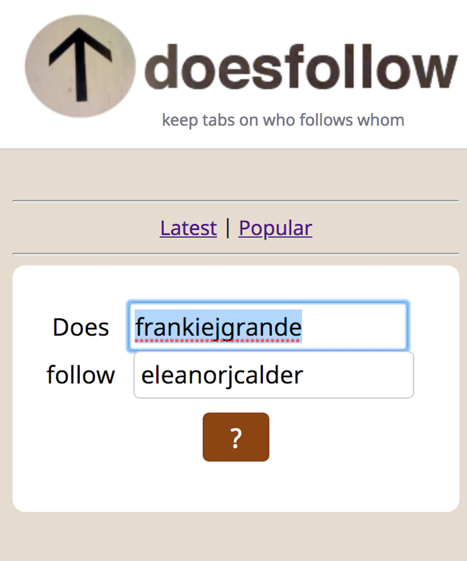 DoesFollow screenshot — Keep tabs on who follows whom on Twitter