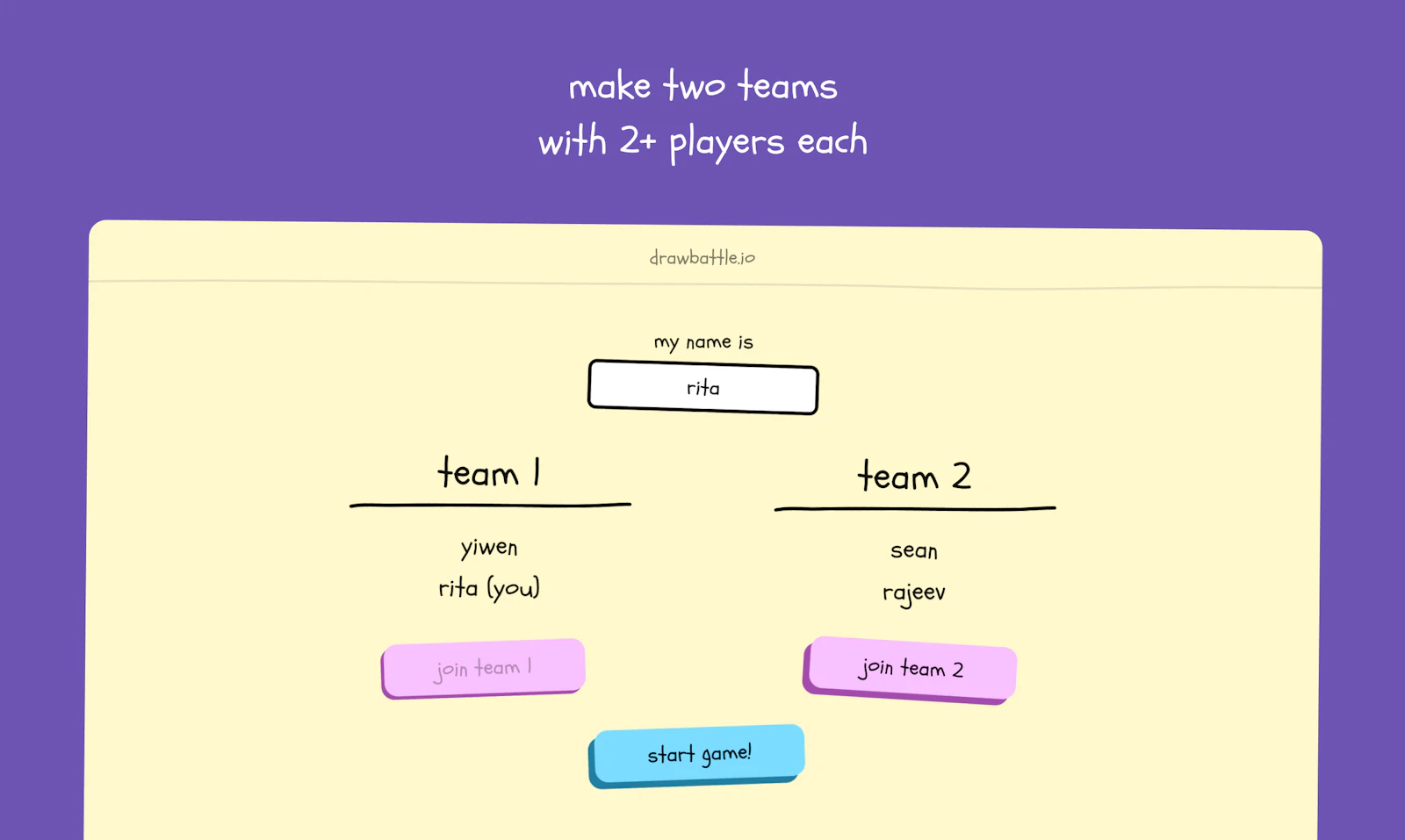 Draw Battle screenshot — Competitive team drawing game with a frantic final round