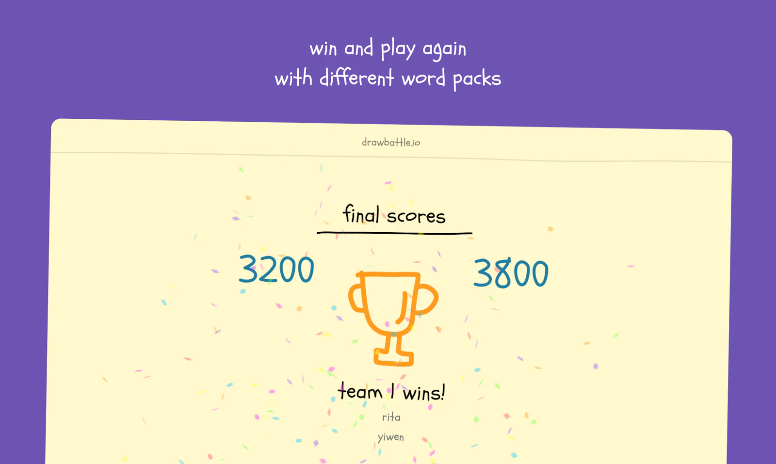 Draw Battle screenshot — Competitive team drawing game with a frantic final round