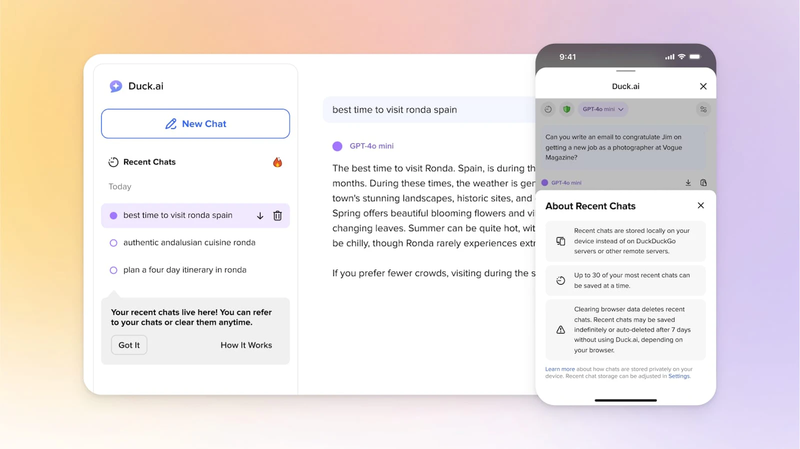 Duck.ai screenshot — Private AI chat from DuckDuckGo