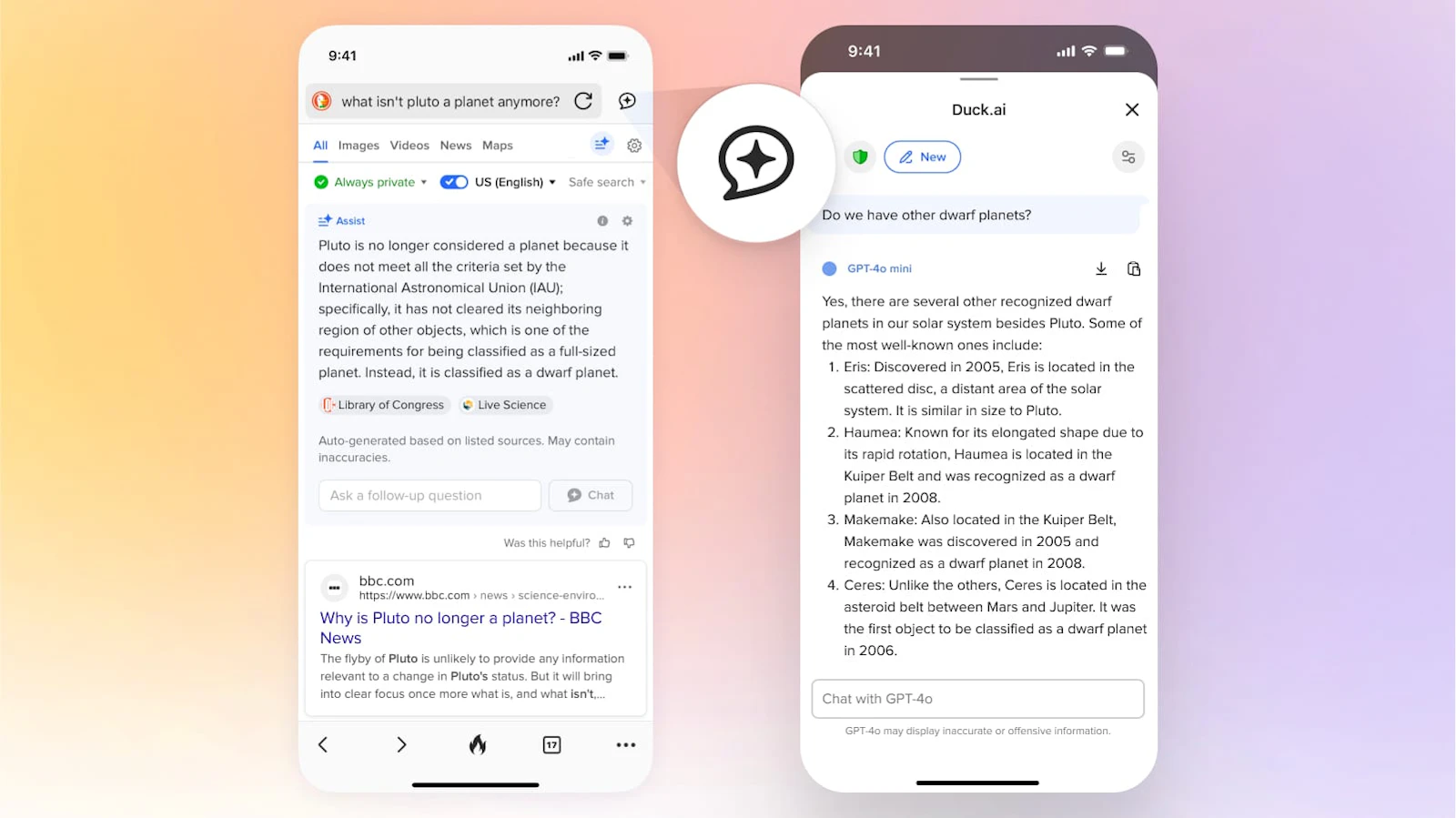 Duck.ai screenshot — Private AI chat from DuckDuckGo