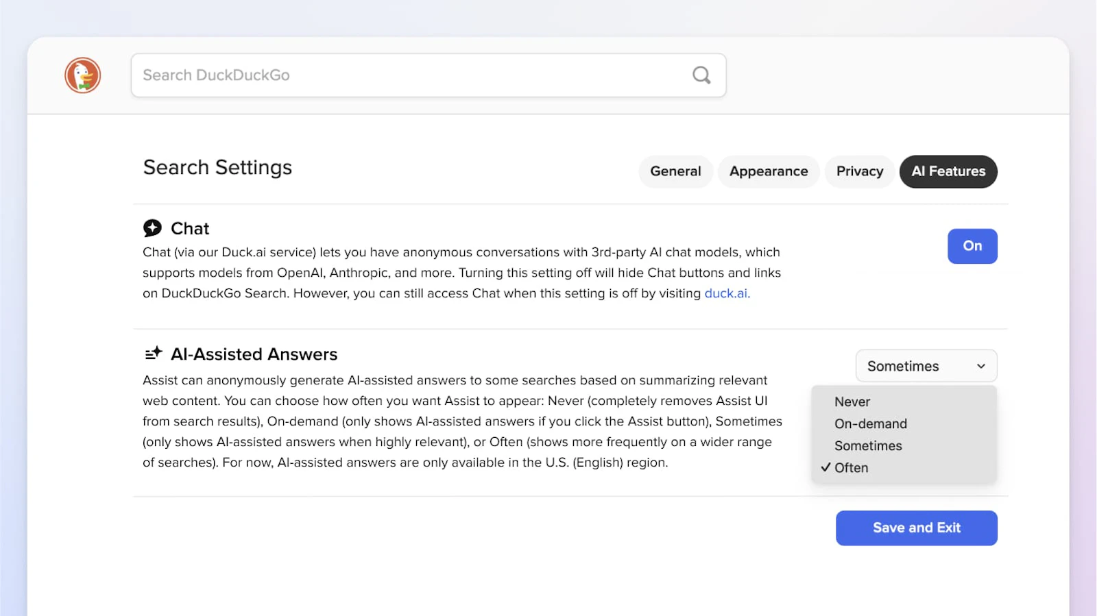 Duck.ai screenshot — Private AI chat from DuckDuckGo