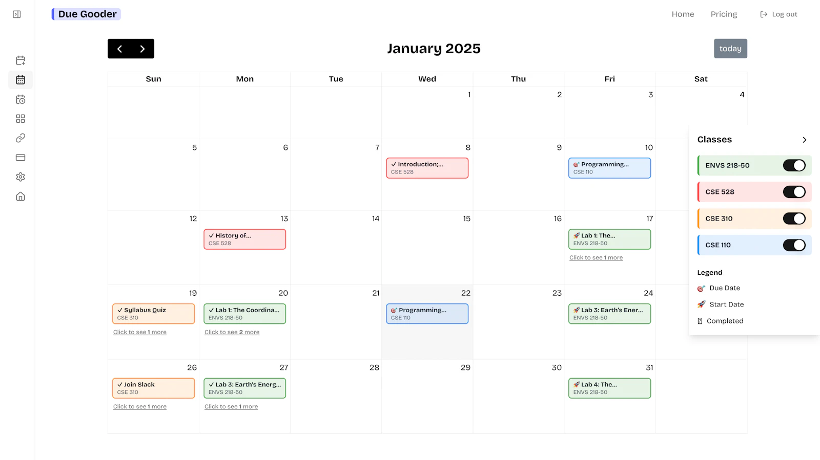 Due Gooder screenshot — Turn your syllabus due dates into a calendar, instantly