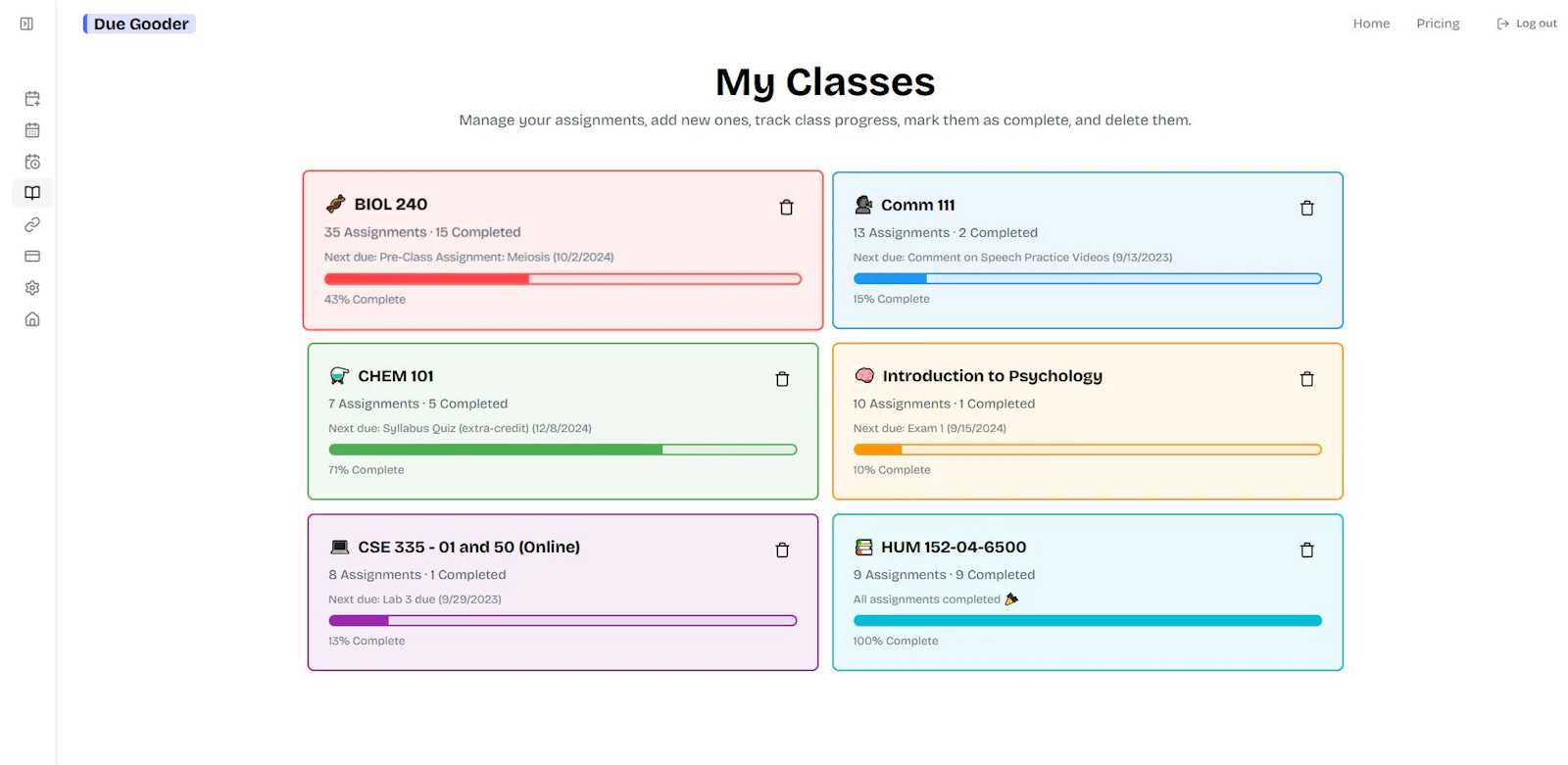 Due Gooder screenshot — Turn your syllabus due dates into a calendar, instantly