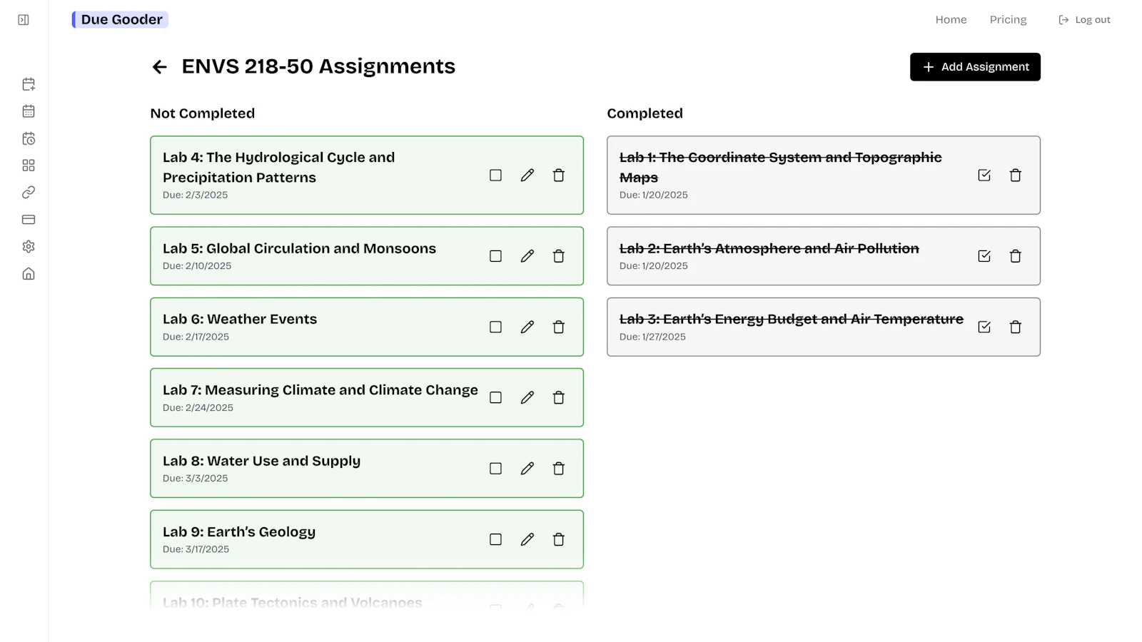Due Gooder screenshot — Turn your syllabus due dates into a calendar, instantly