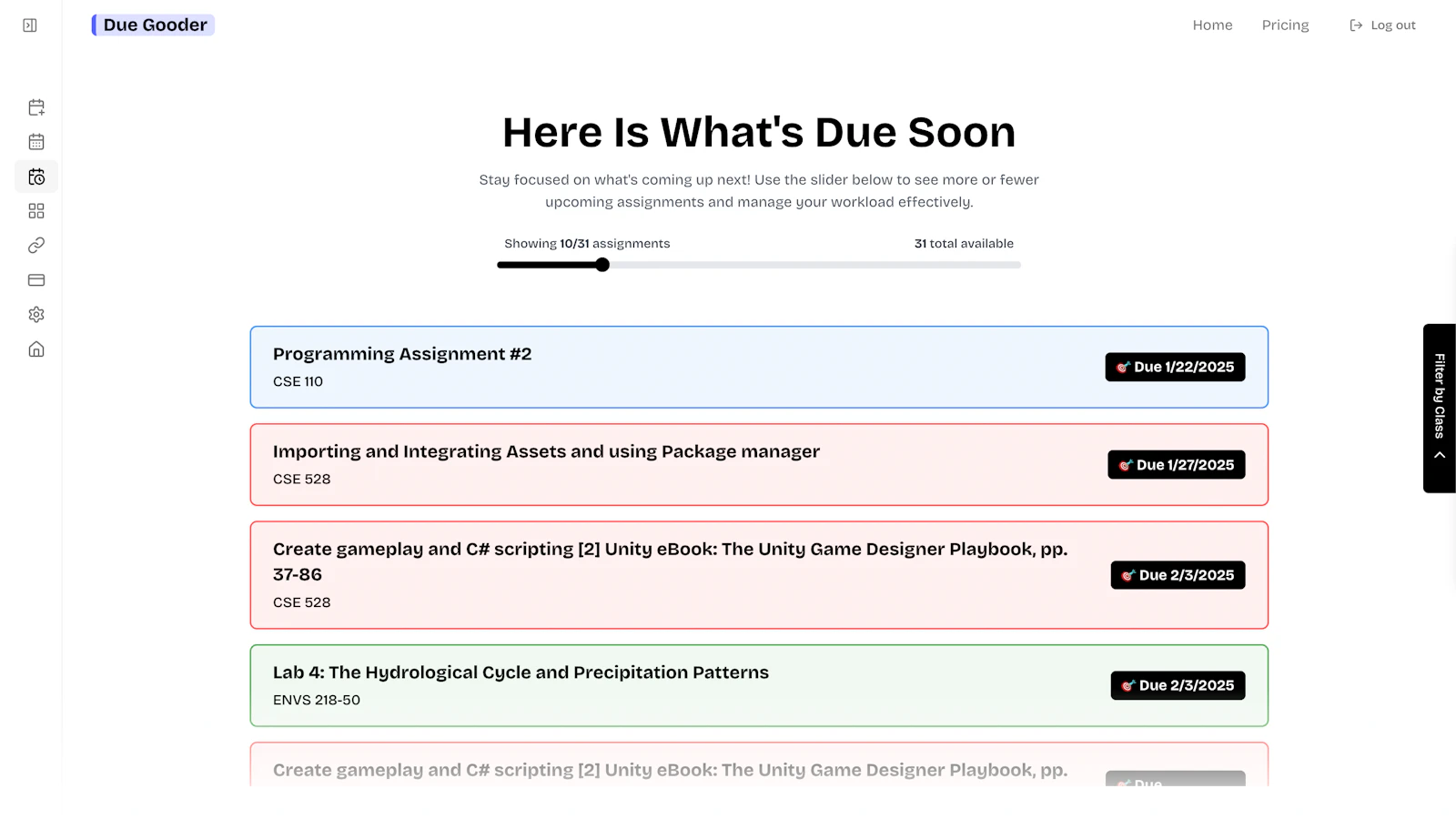 Due Gooder screenshot — Turn your syllabus due dates into a calendar, instantly