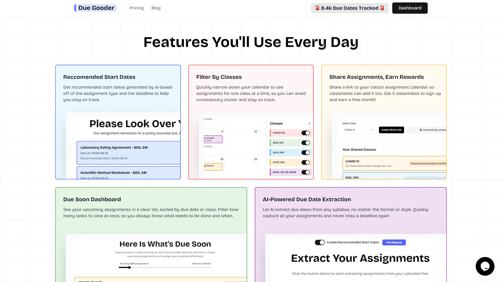 Due Gooder screenshot — Turn your syllabus due dates into a calendar, instantly