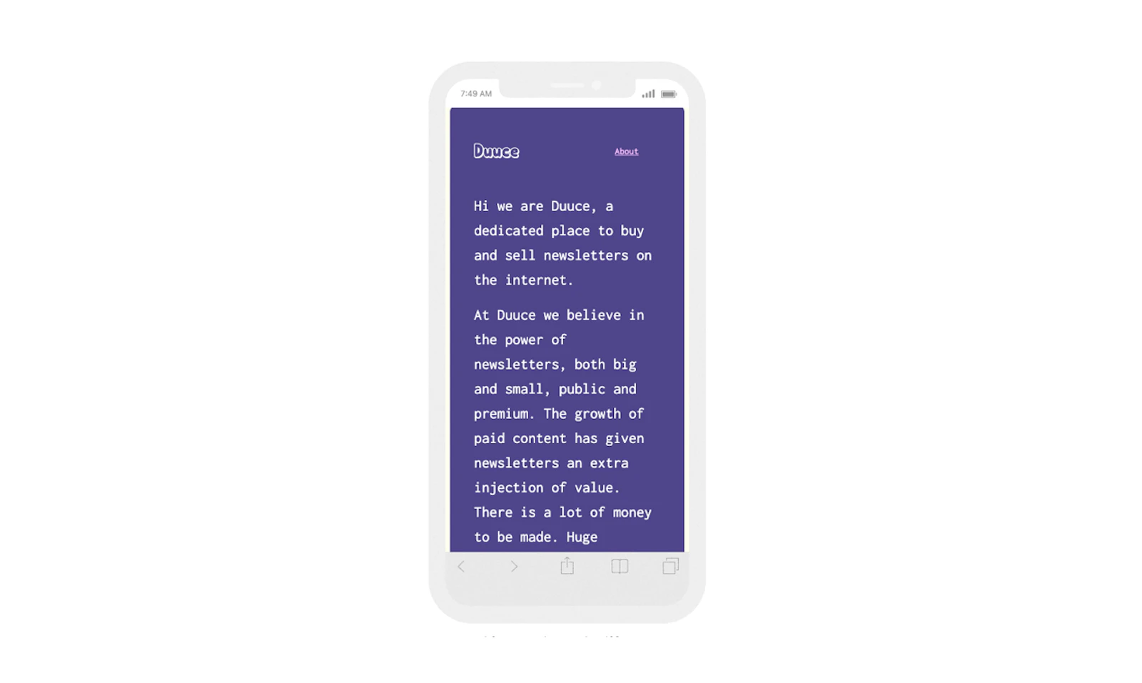 Duuce screenshot — First marketplace for buying and selling Newsletters.