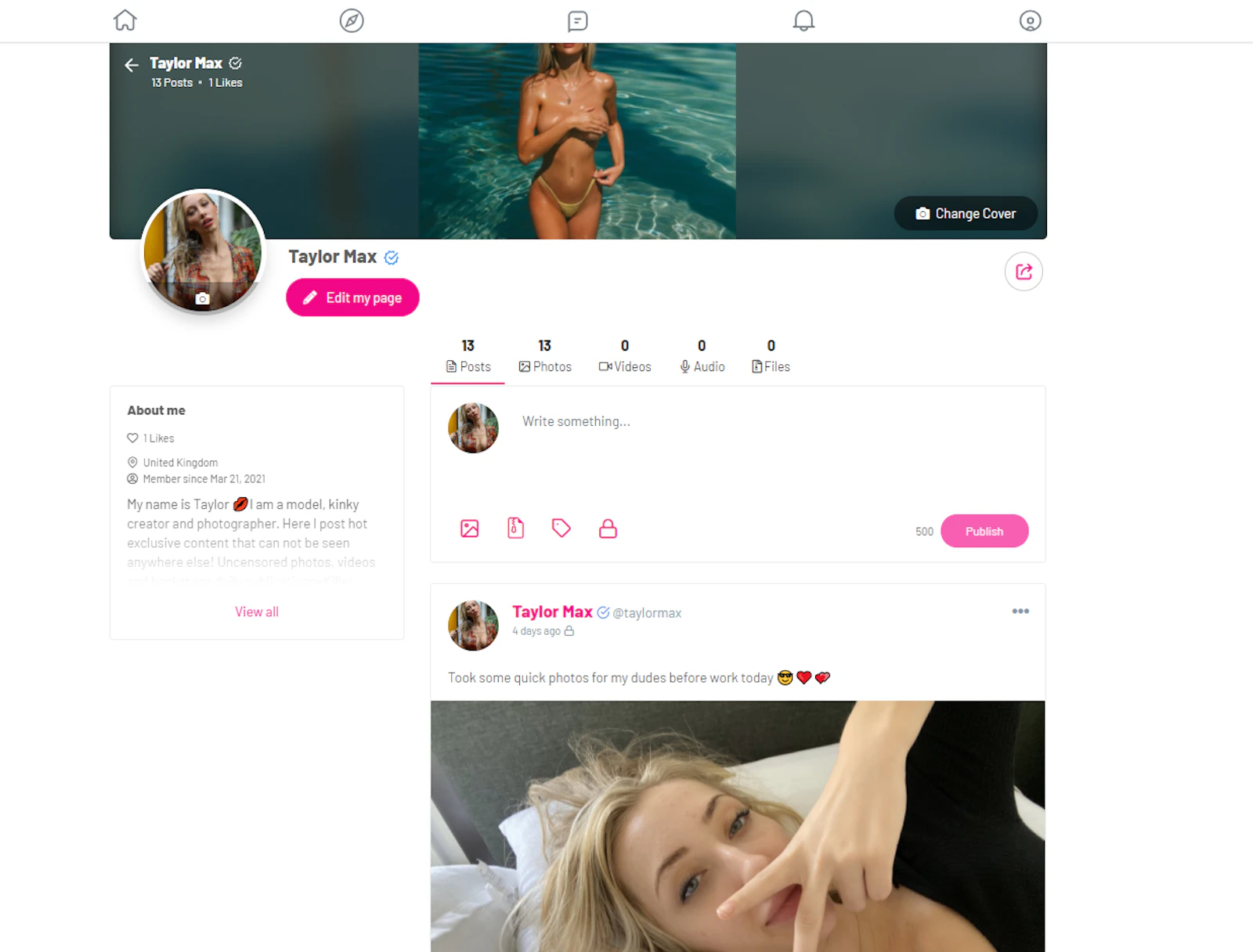 FansMine screenshot — Subscription social platform for creators & their fans