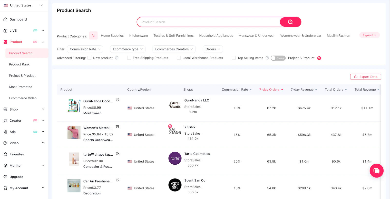 FastMoss screenshot — The first and largest data analysis platform for TikTok