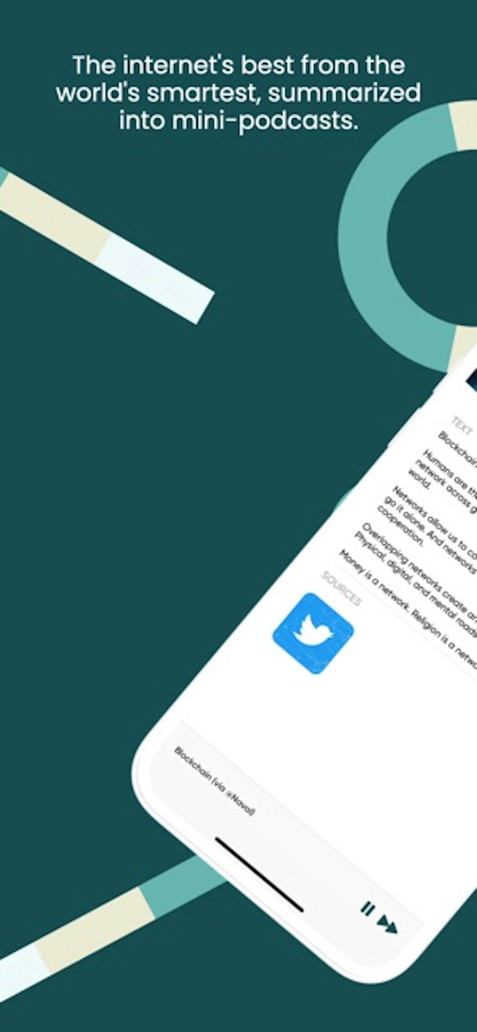 Fathom screenshot — SparkNotes for the internet, via 5 min audio summaries.