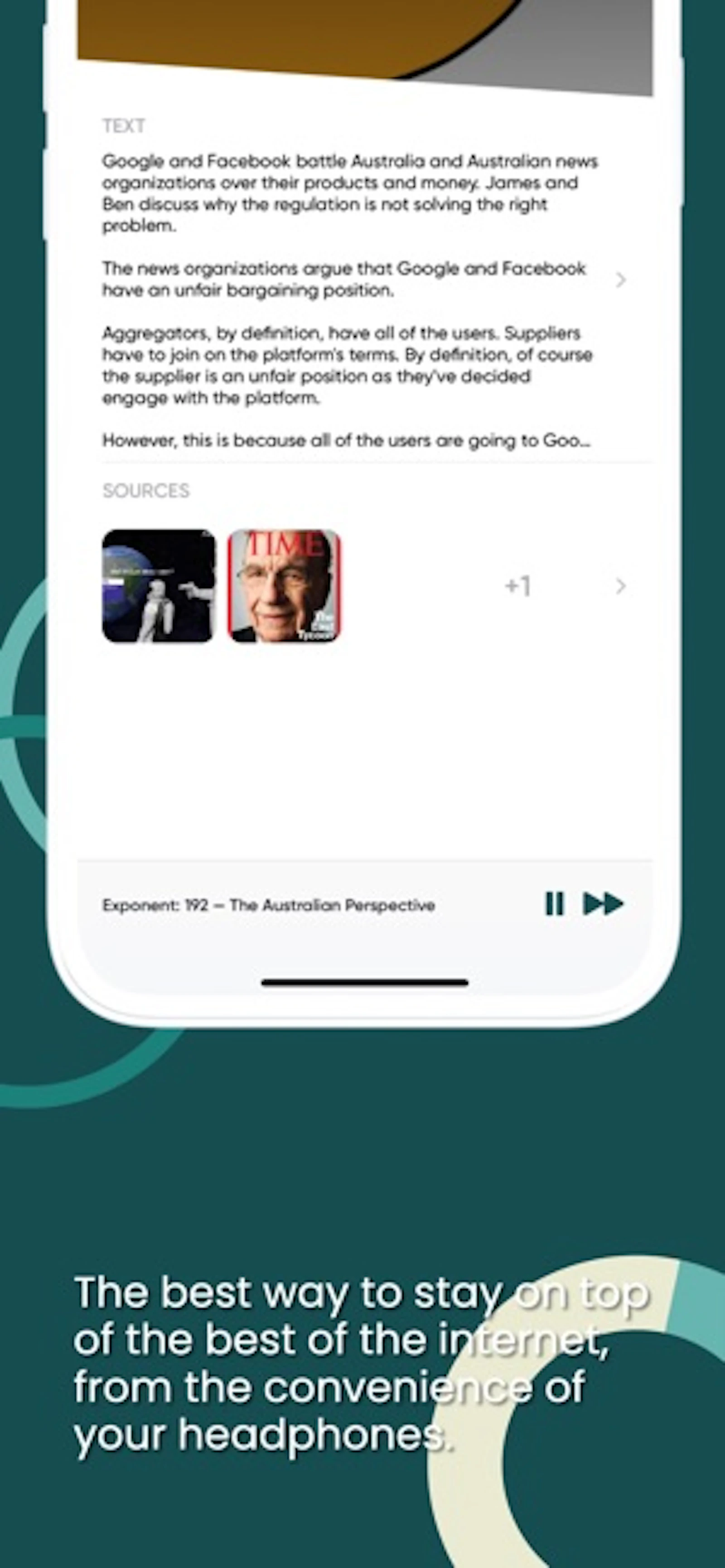 Fathom screenshot — SparkNotes for the internet, via 5 min audio summaries.