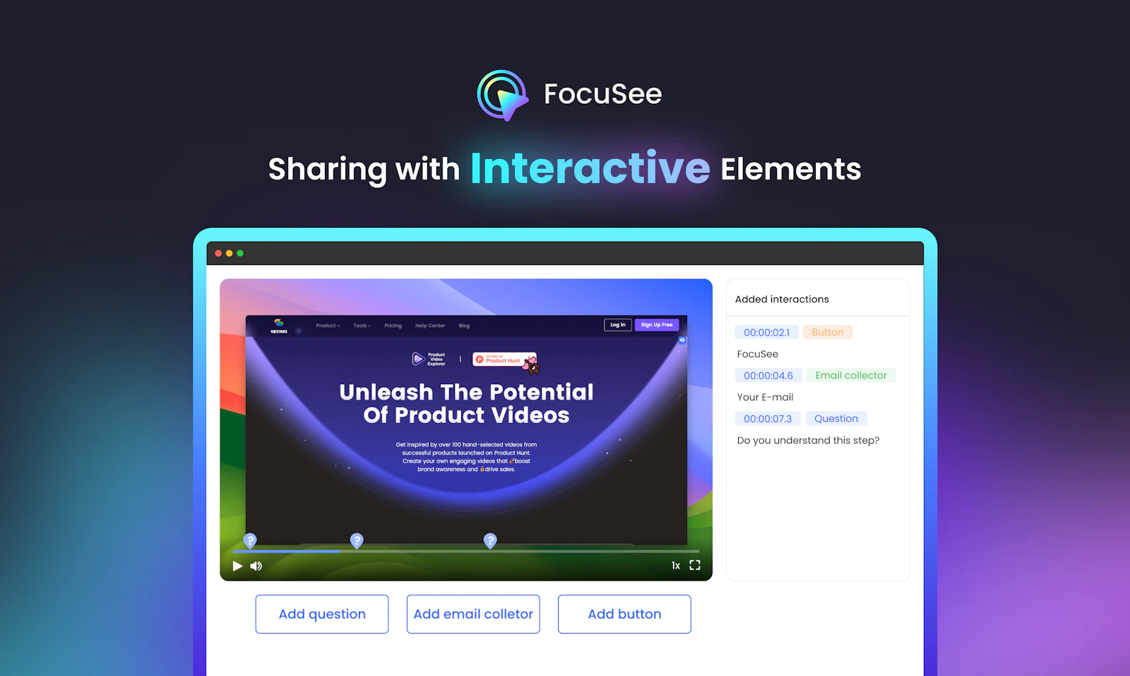 FocuSee screenshot — Auto turn screen recordings into stunning product videos