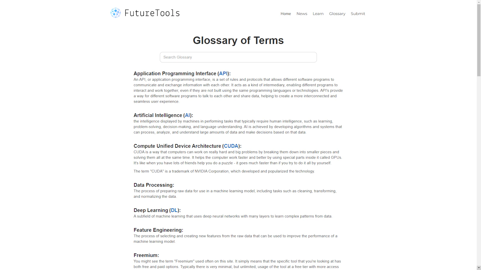 FutureTools.io screenshot — Find The Exact AI Tool For Your Needs