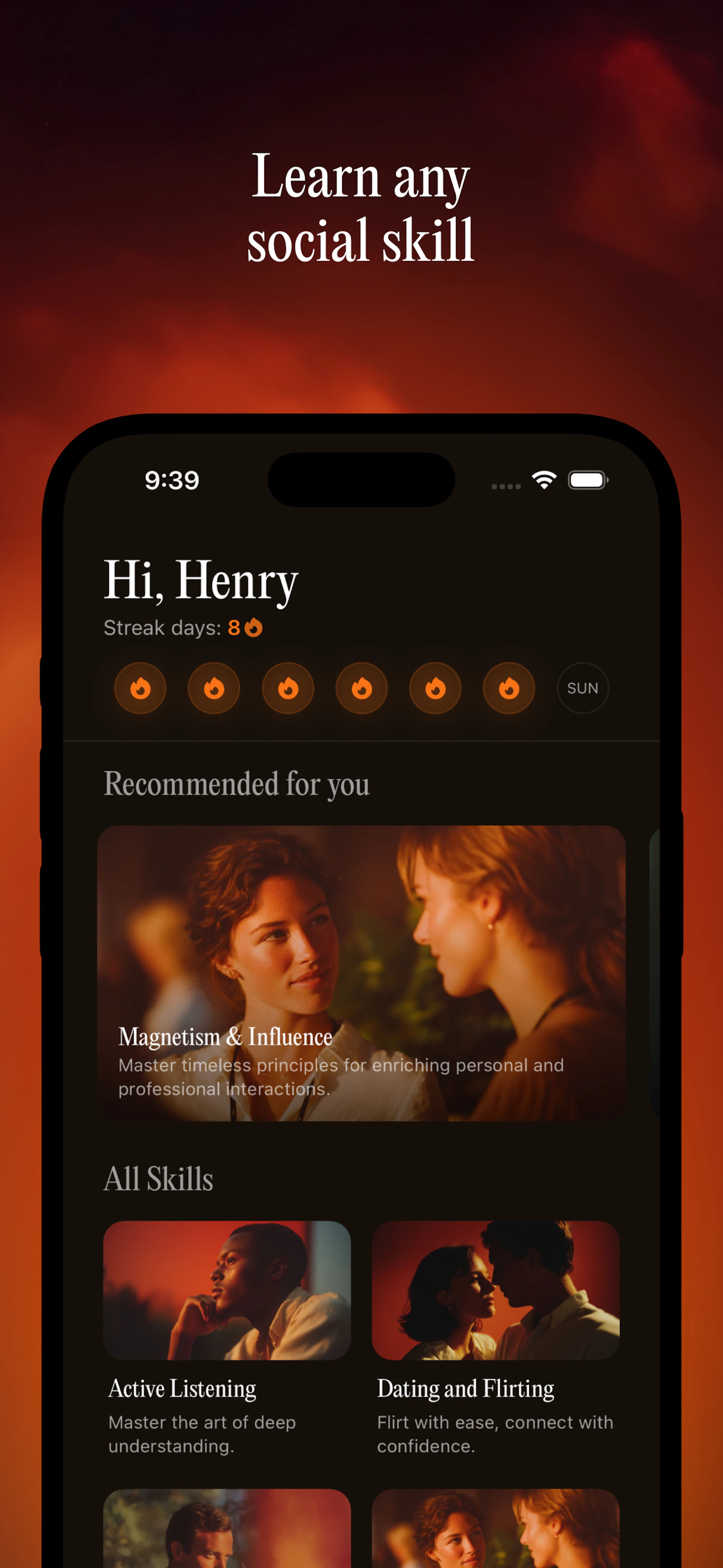 Gleam screenshot — The Duolingo for social skills