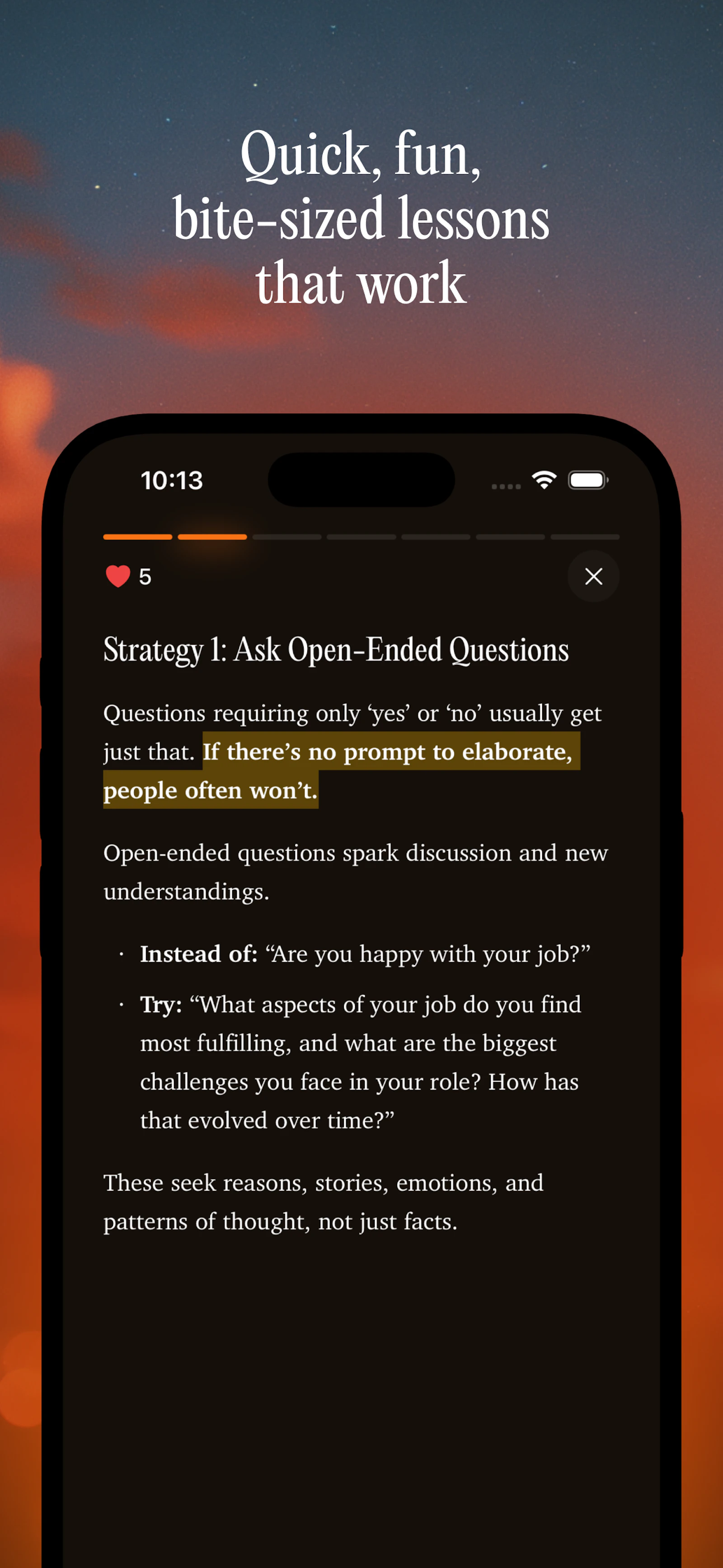 Gleam screenshot — The Duolingo for social skills