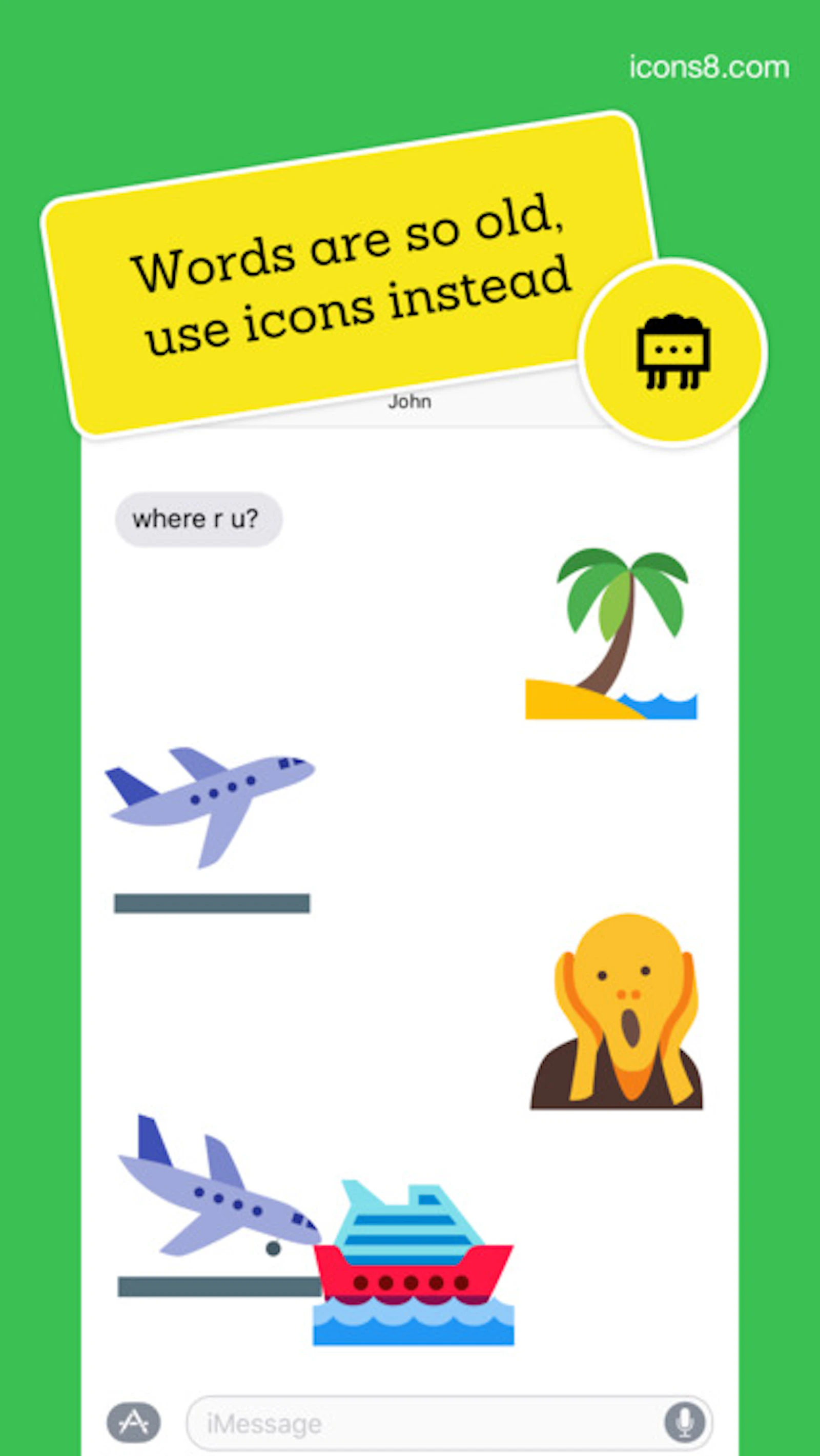 Icons8 screenshot — 3900 unique color stickers for iMessage
