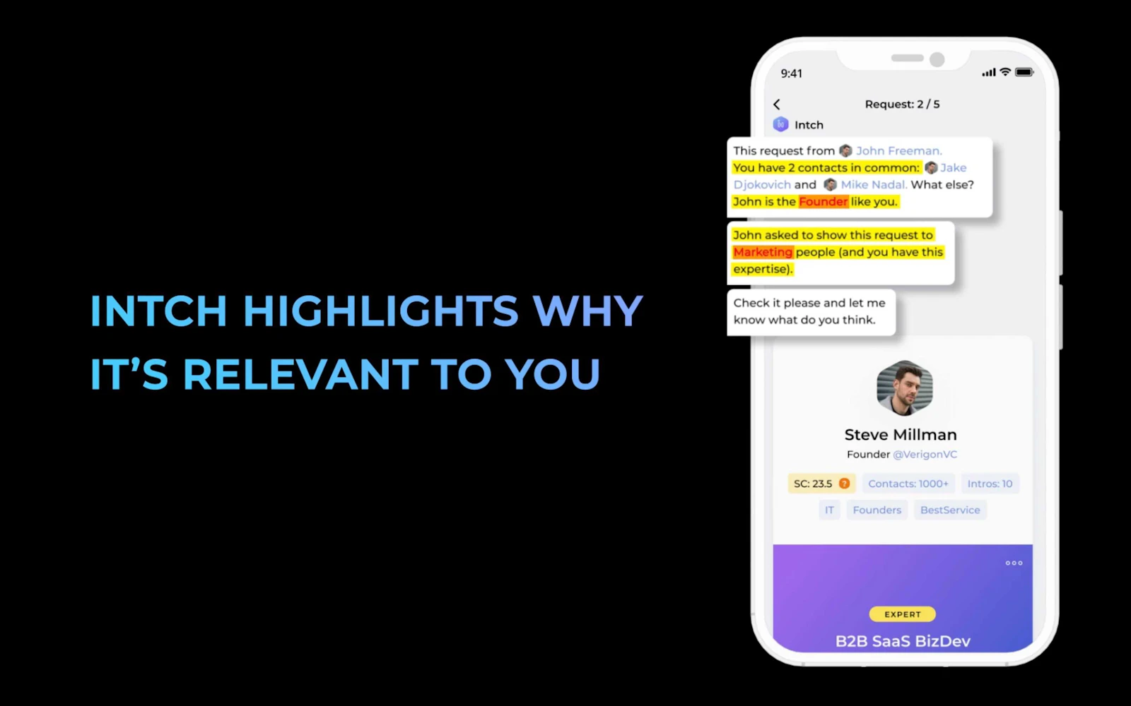 Intch screenshot — Professional networking app