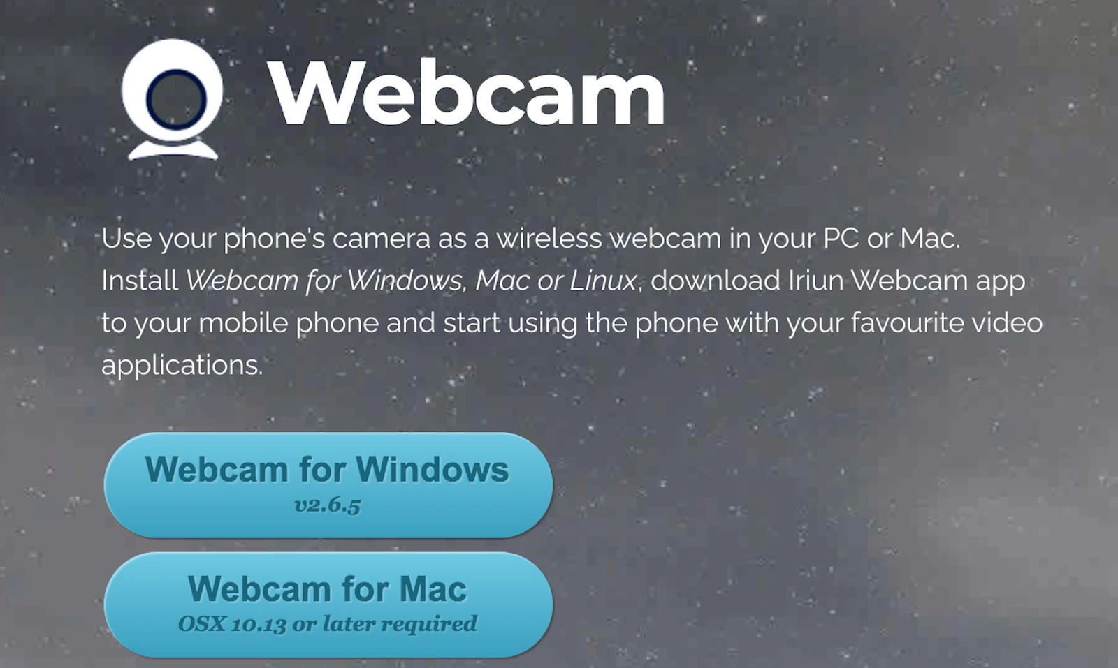 Iriun Webcam screenshot — Use your Android phone as a wireless webcam