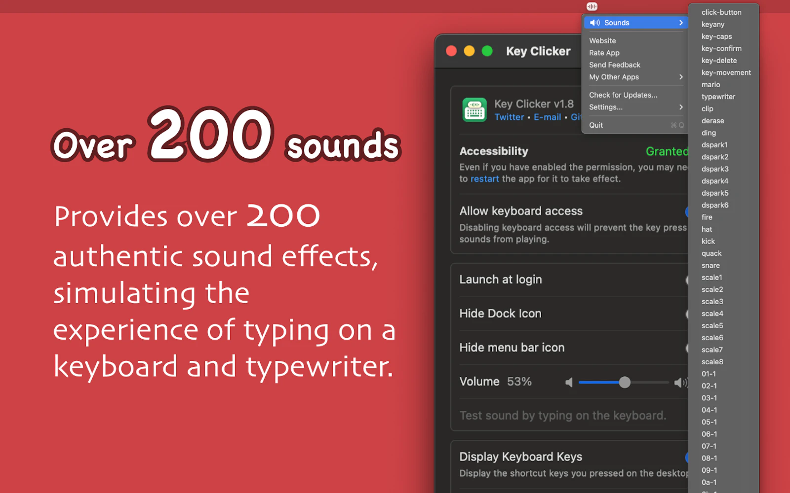 KeyClicker screenshot — Keyboard Sound Playing