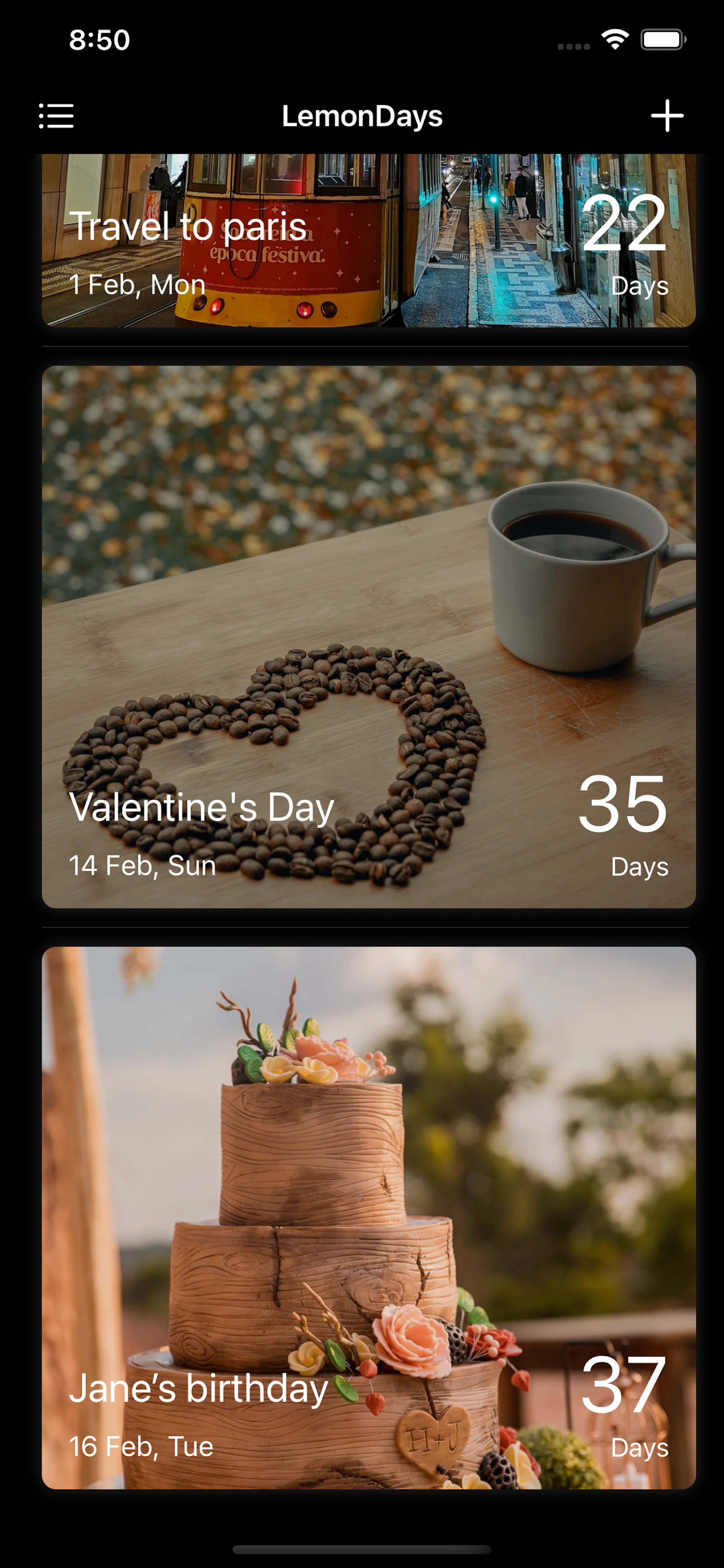 Lemon screenshot — A elegant countdown app