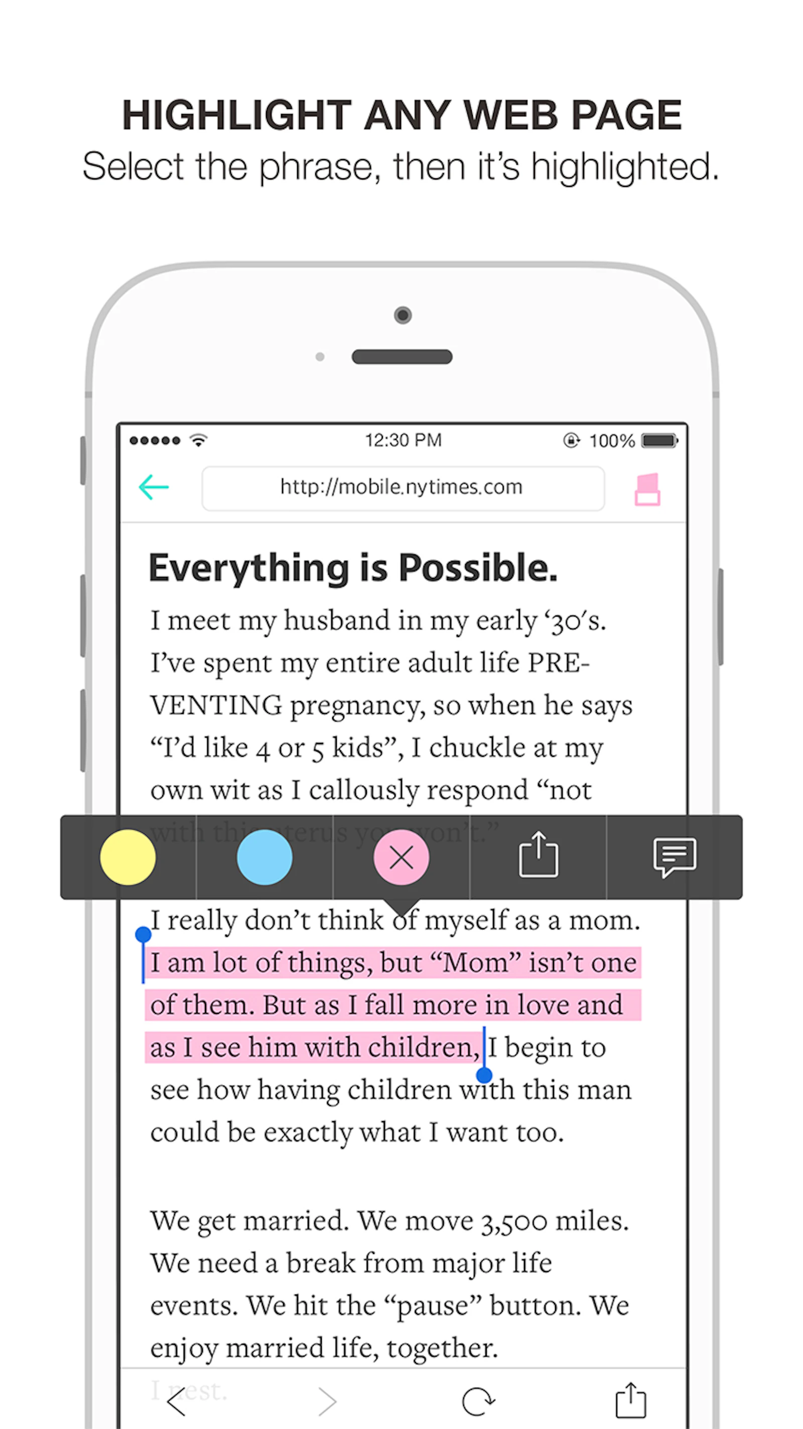 Liner screenshot — Highlight, save, and share any web page