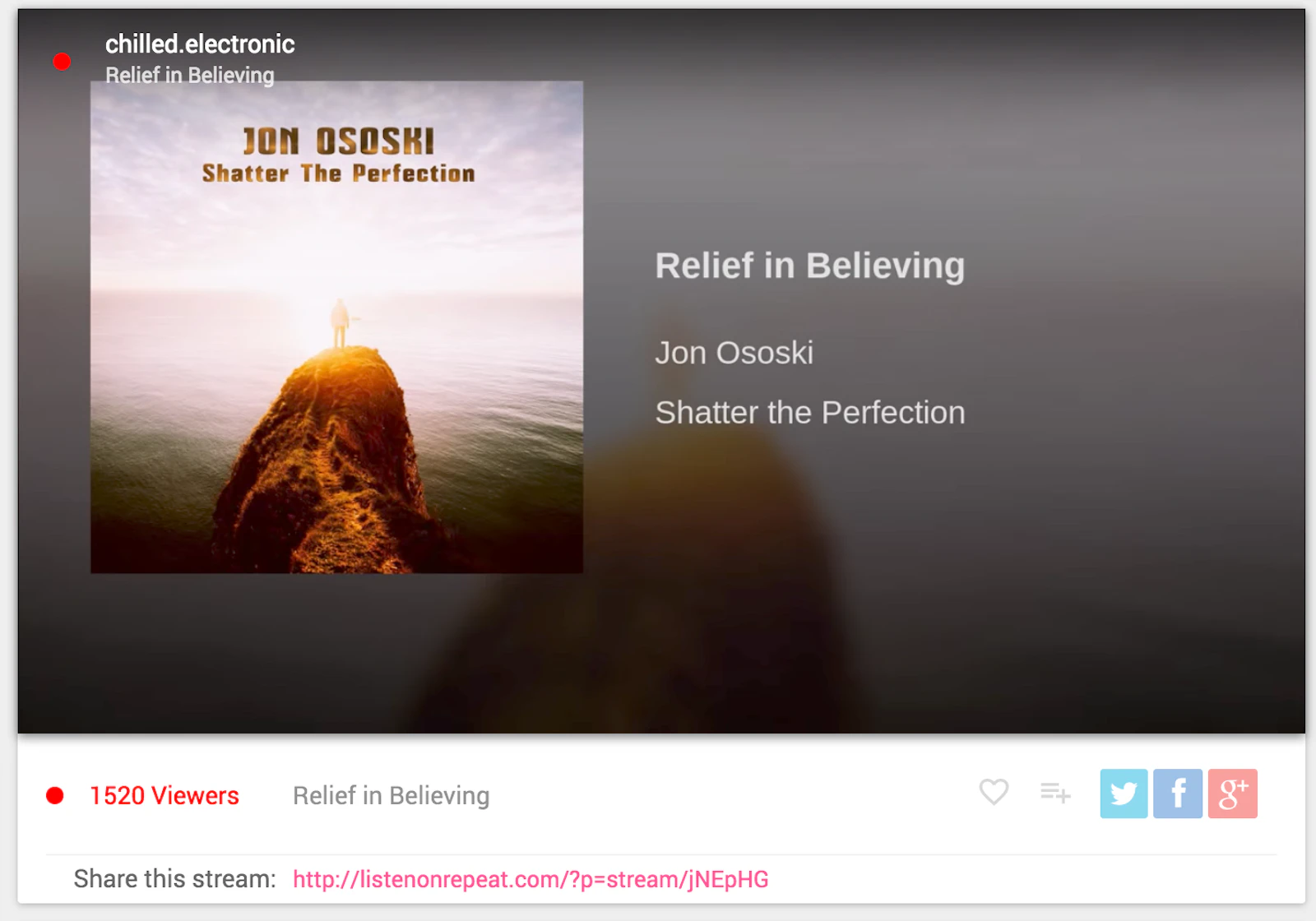ListenOnRepeat screenshot — 24/7 curated music streams