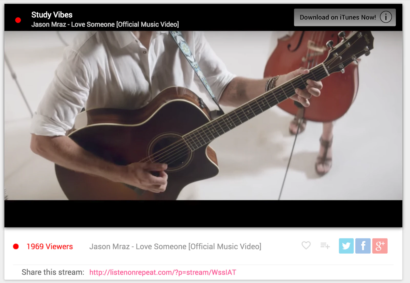 ListenOnRepeat screenshot — 24/7 curated music streams