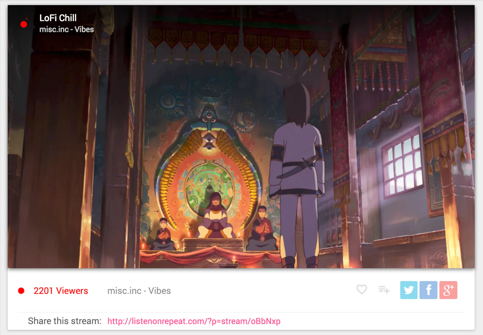 ListenOnRepeat screenshot — 24/7 curated music streams