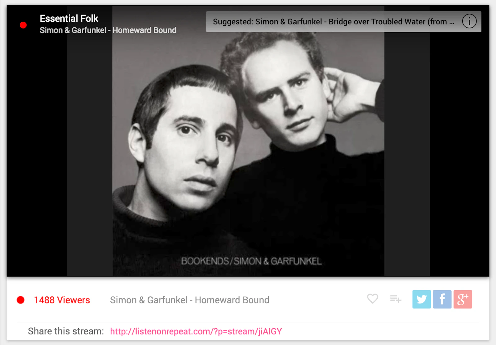 ListenOnRepeat screenshot — 24/7 curated music streams