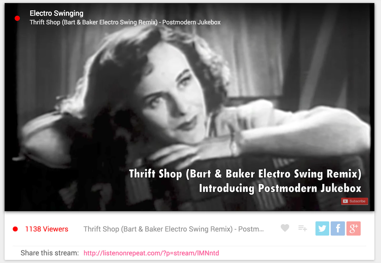 ListenOnRepeat screenshot — 24/7 curated music streams