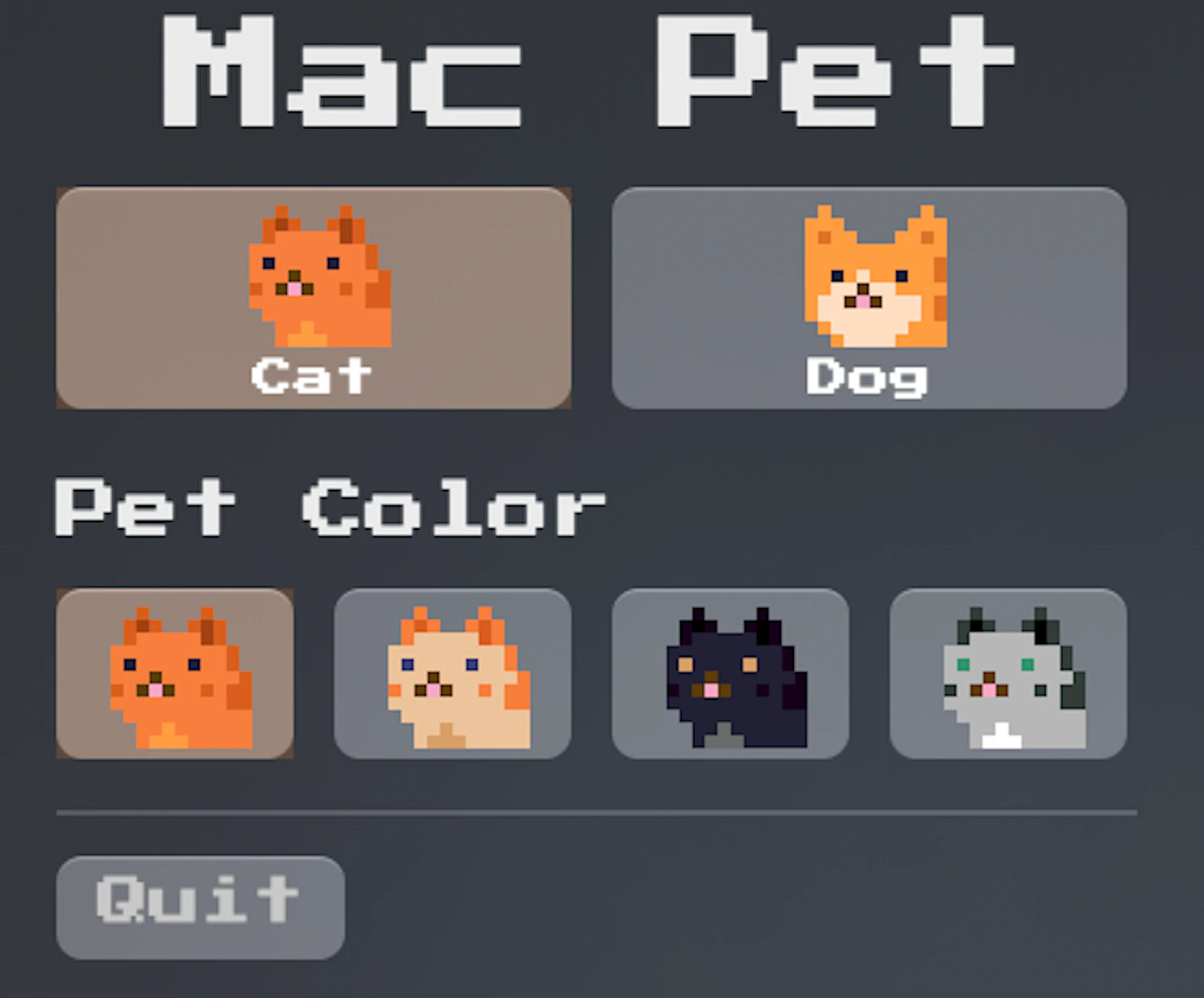 Mac Pet screenshot — A menu bar pet that wakes and sleeps as you work
