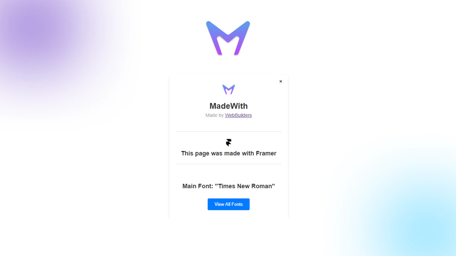 MadeWith screenshot — Find out the inner workings of a website